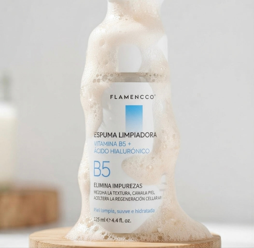 Espuma Facial Limpiadora Vitamina B5 + Ácido Hialuronico 125ml Flamenco