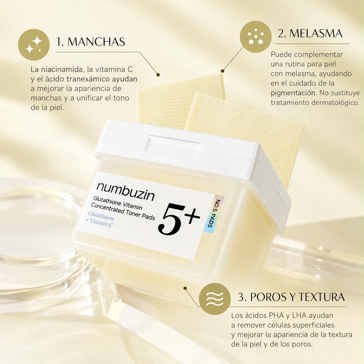 Tónico en Pads No. 5 Glutathione Vitamin Concentrated Numbuzin