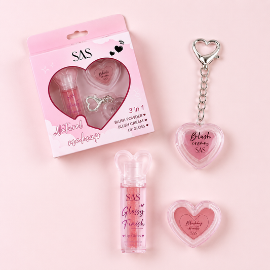 Set 3 en 1 Lip Gloss + Blush Powder + Blush Cream SAS