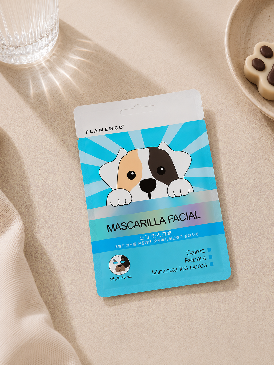 Mascarilla Facial Calmante Dog Flamenco - 1 Unidad